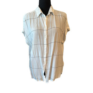 BOHME White Plaid 100% Cotton Blouse Shirt Top Size Medium
